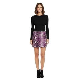 Anne Taylor LOFT Size 2 Purple Snakeskin Look Lined Skirt Side Zip